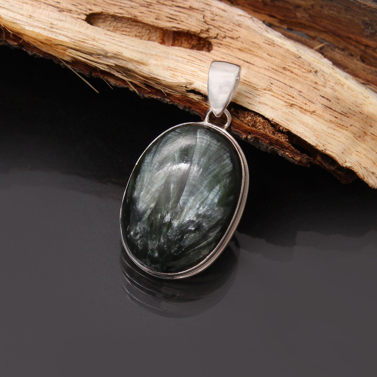 Seraphinite Gemstone Silver Pendant GemsRush