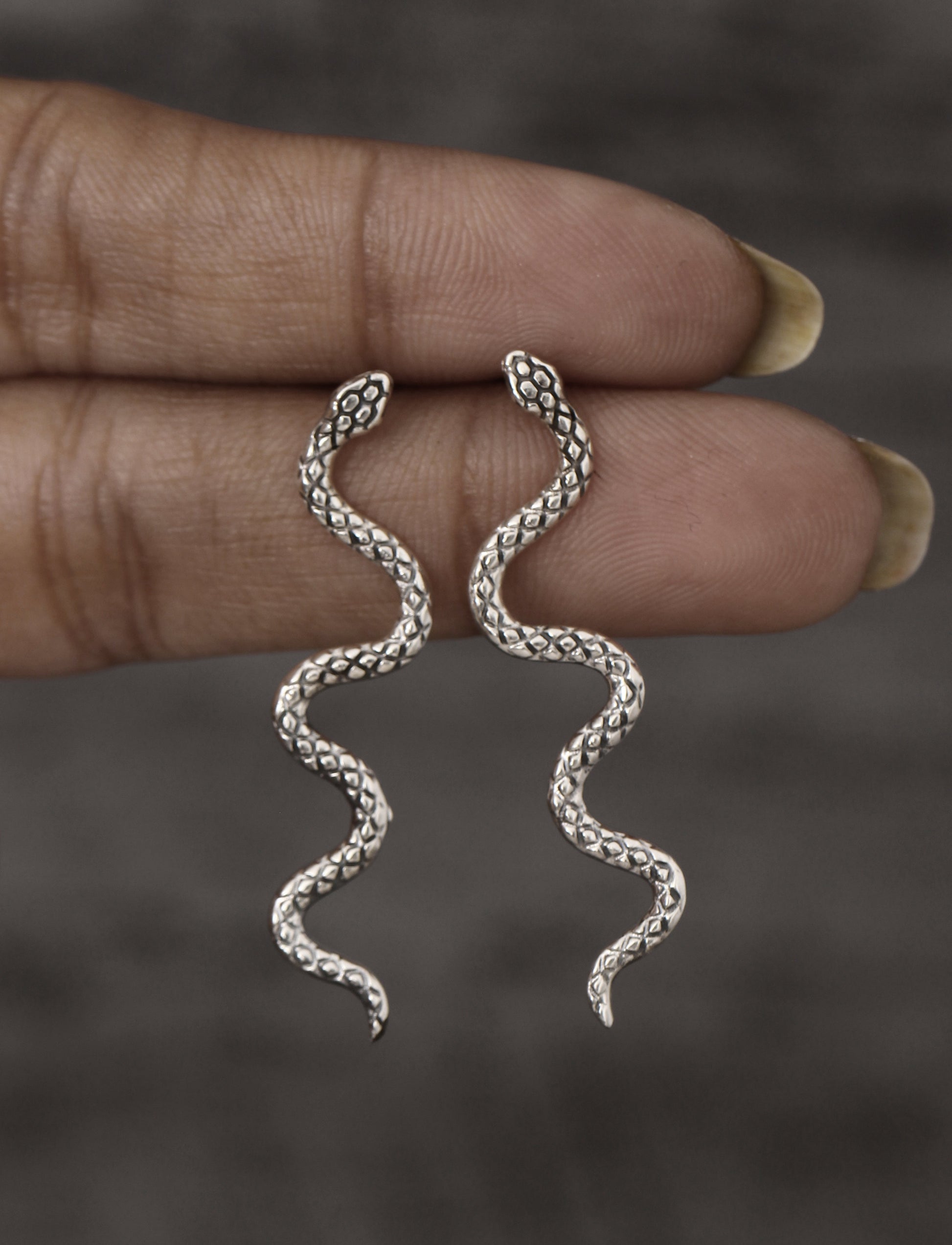 Serpent Silver Snake Earring GemsRush