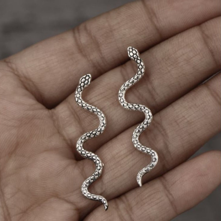 Serpent Silver Snake Earring GemsRush