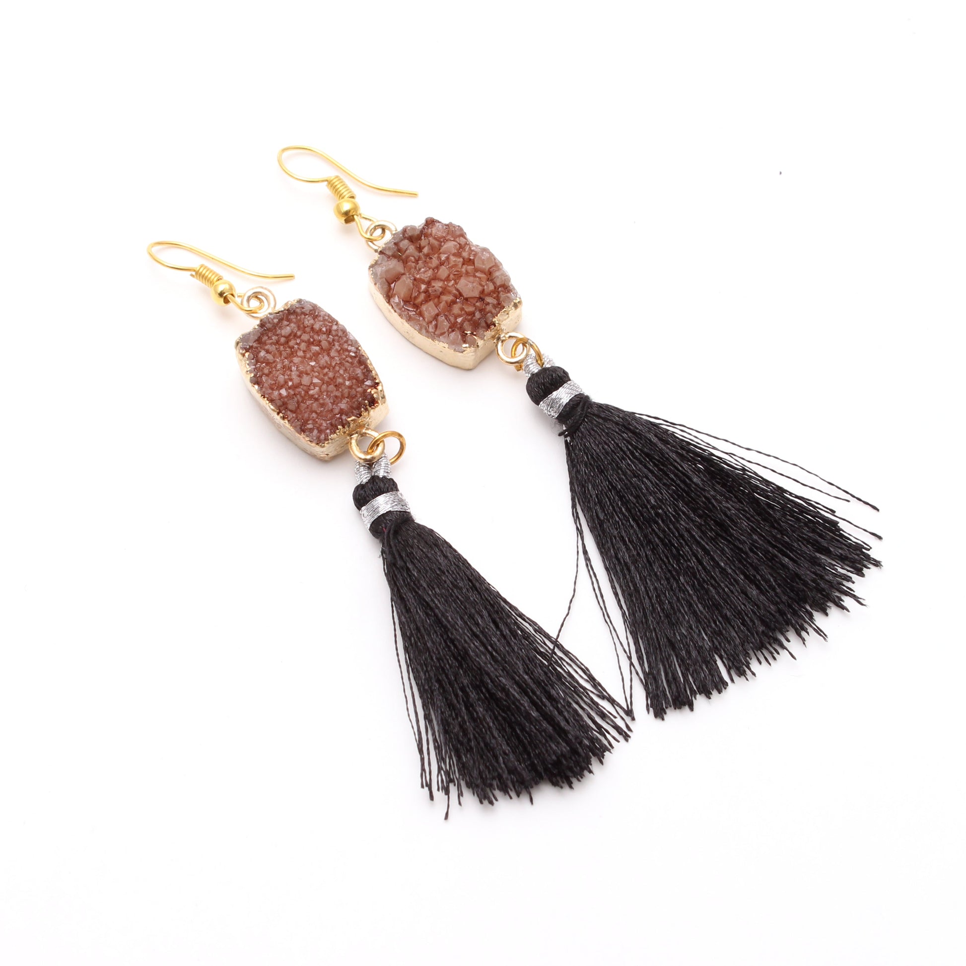 Shiny Druzy Gold Platted Brass Earring GemsRush