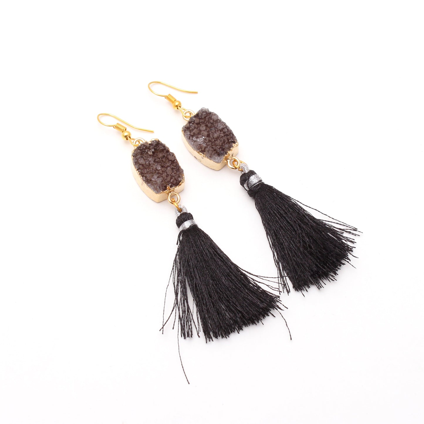 Shiny Druzy Gold Platted Brass Earring GemsRush