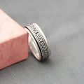 Silver Aztec Greek Key Spinner Silver Ring