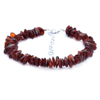 Silver Chain Amber Gemstone Bracelet 8 Inches GemsRush