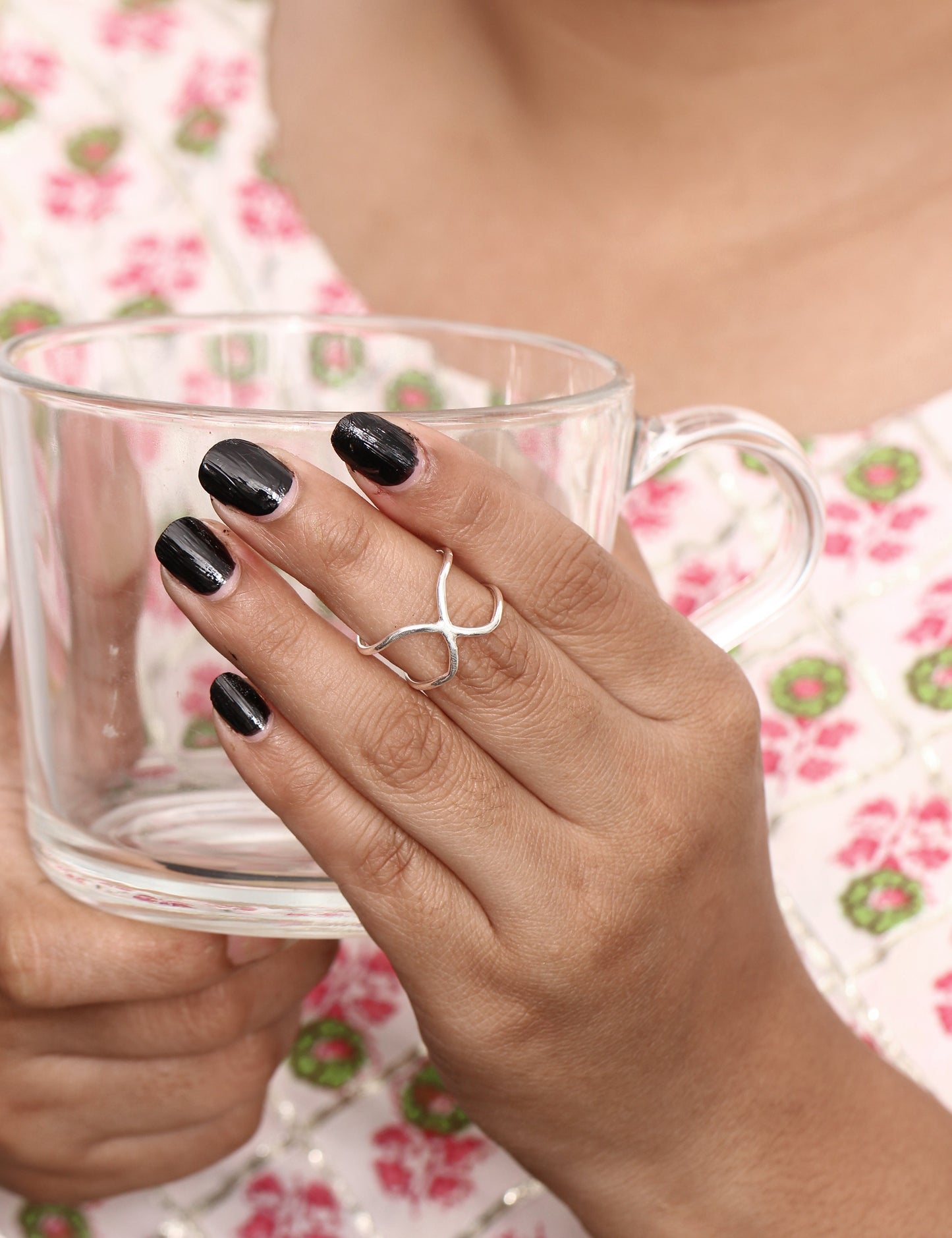 Silver Crisscross Ring GemsRush