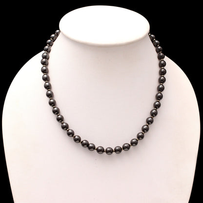 Smooth Hematite Beads Silver Necklace GemsRush