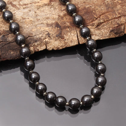 Smooth Hematite Beads Silver Necklace GemsRush