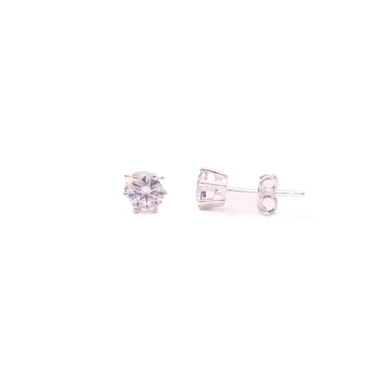 Sparkle White CZ Solitaire Silver Stud Earring GemsRush