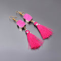 Sparkly Bubble Gum Pink Rectangle Druzy-Hook Earring-Handcrafted Earring-Antique Brass Gemstone Earring ,