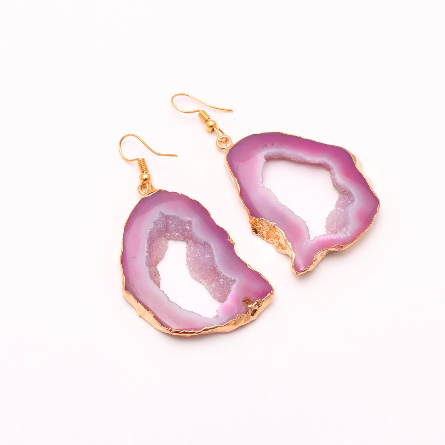 Spectral Pink Slice Druzy Earring GemsRush