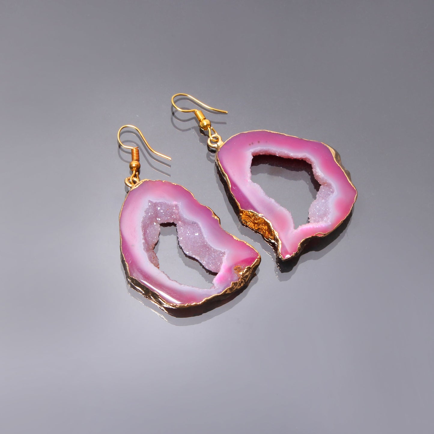 Spectral Pink Slice Druzy Earring GemsRush