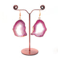 Spectral Pink Slice Druzy Earring