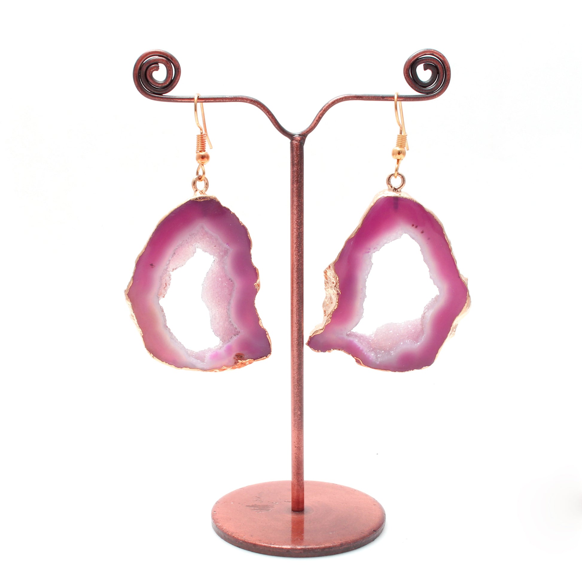 Spectral Pink Slice Druzy Earring GemsRush