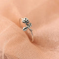 Sterling Silver Beautiful Rose and Leaf Ring
