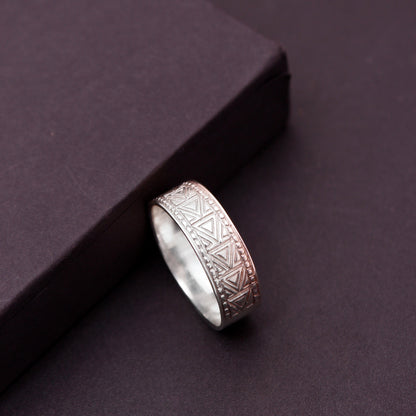 Sterling Silver Men Spinner Ring | Silver Designer Gothic Ring GemsRush