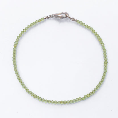 Sterling Silver Wire-Adorned Natural Peridot Minimalist Bracelet with Lobster Lock GemsRush