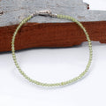 Natural Peridot Minimalist Bracelet - Sterling Silver Wire Adorned with Lobster Lock