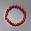 Stretchable Carnelian Beads Silver Bracelet