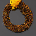Tiger Eye Micro Faceted Cut Tiny Gemstone 2.5-3 mm Beads - 12.5 inch Strand - Jewelry Supplies,1 strand