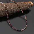 Tourmaline Beaded Necklace, October Birthstone Natural Gemstone Silver Lock Necklace , Gift For Women.