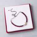 Twist Rhodolite Garnet/ Pearl Bolo Chain Silver Bracelet