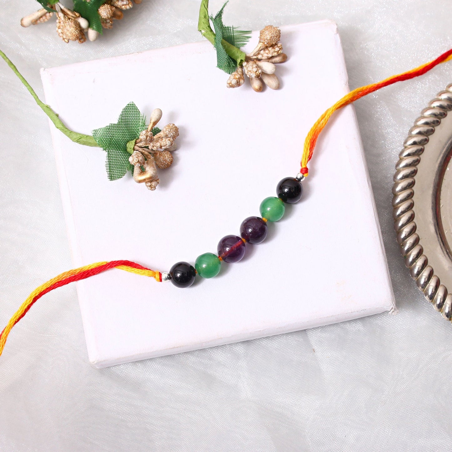 Unique Trendy Gemstone Rakhi | 6 Gemstone Beaded Dora Rakhi GemsRush