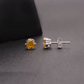 925 Solid Sterling Silver Yellow CZ Stud Earring