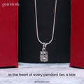 Unique 925 Sterling Silver Cube Box Shape Pendant Engraved with Beautiful Design