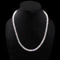 White Rainbow Moonstone Beaded Silver Necklace.