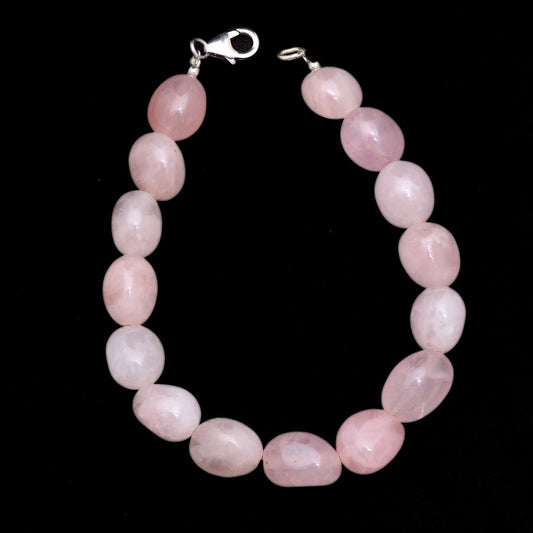 Women's Day Gift Rose Quartz Silver Bracelet GemsRush