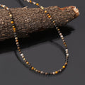 Yellow Bumble Bee Jasper Bead Necklace ,Micro Faceted Round Beaded Necklace, Women's Necklace,