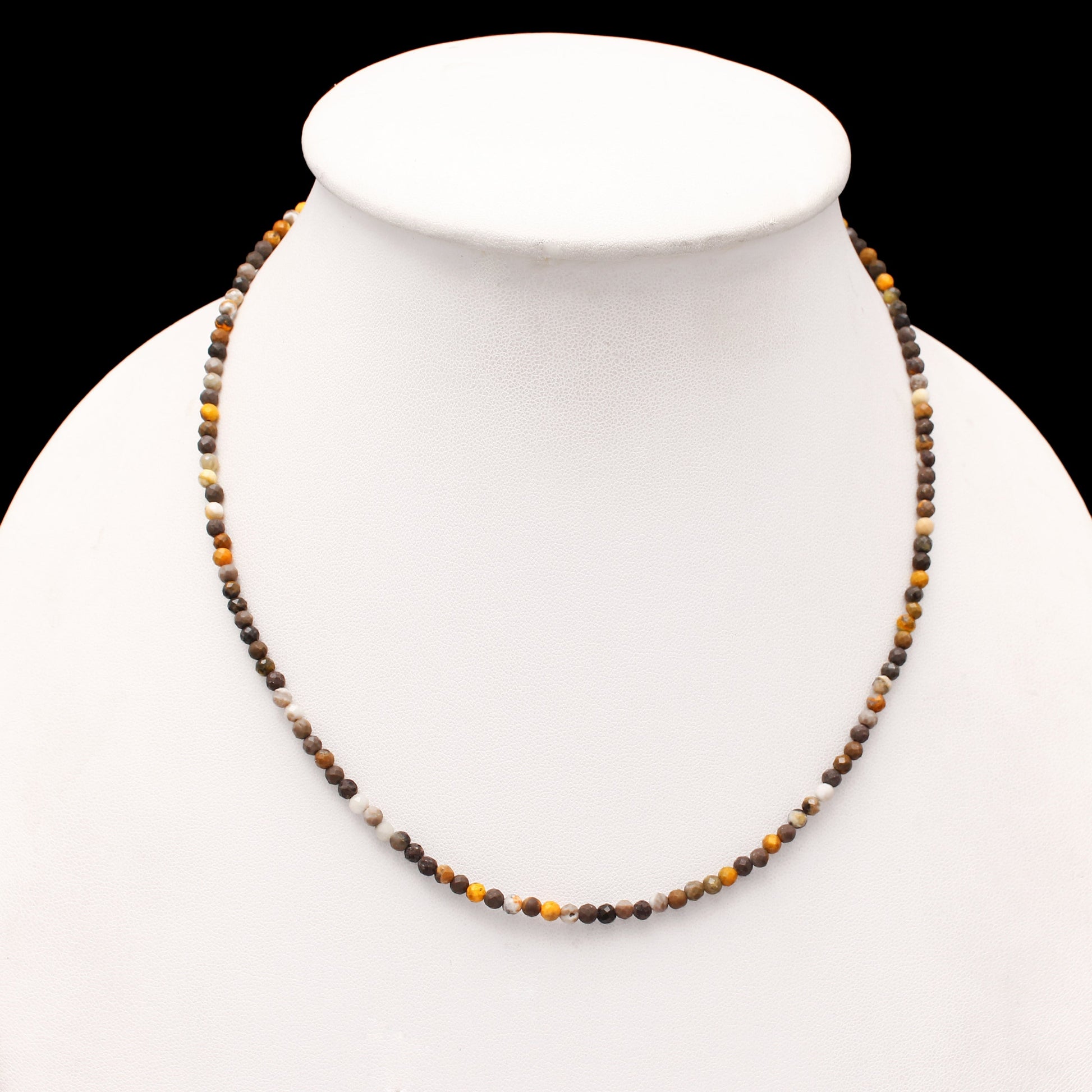 Yellow Bumble Bee Jasper Bead Necklace ,Micro Faceted Round Beaded Necklace, Women's Necklace, GemsRush