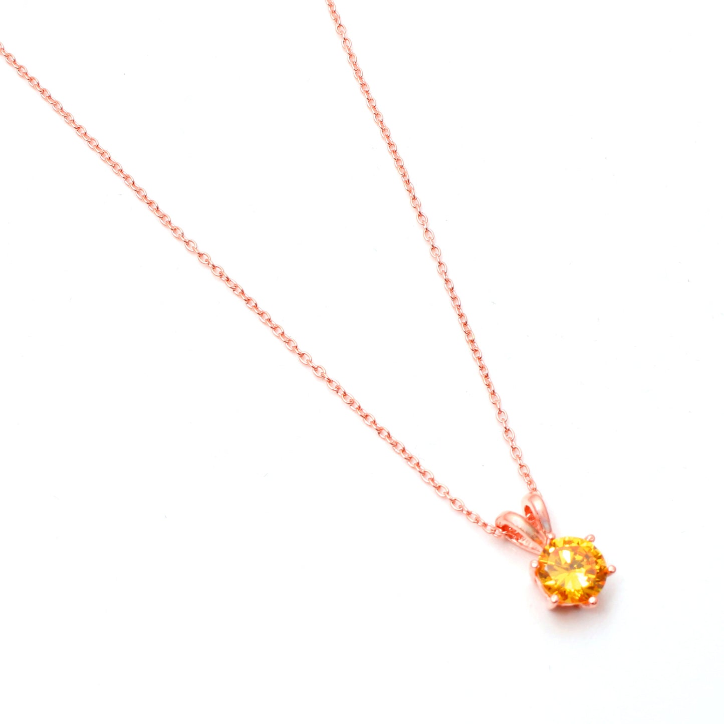 Yellow CZ Solitaire Silver Necklace For Women GemsRush