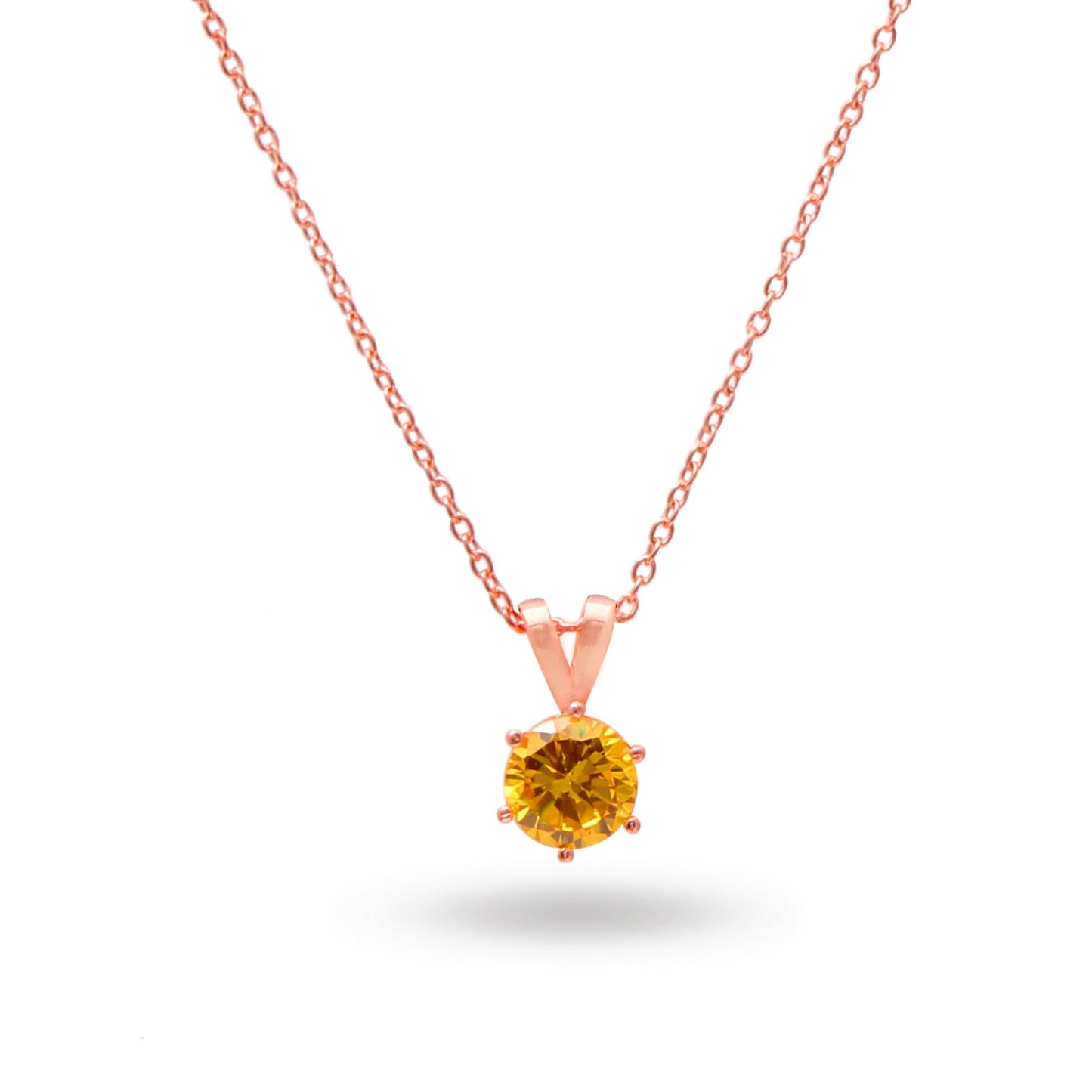 Yellow CZ Solitaire Silver Necklace For Women GemsRush