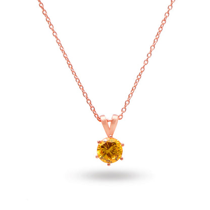 Yellow CZ Solitaire Silver Necklace For Women GemsRush